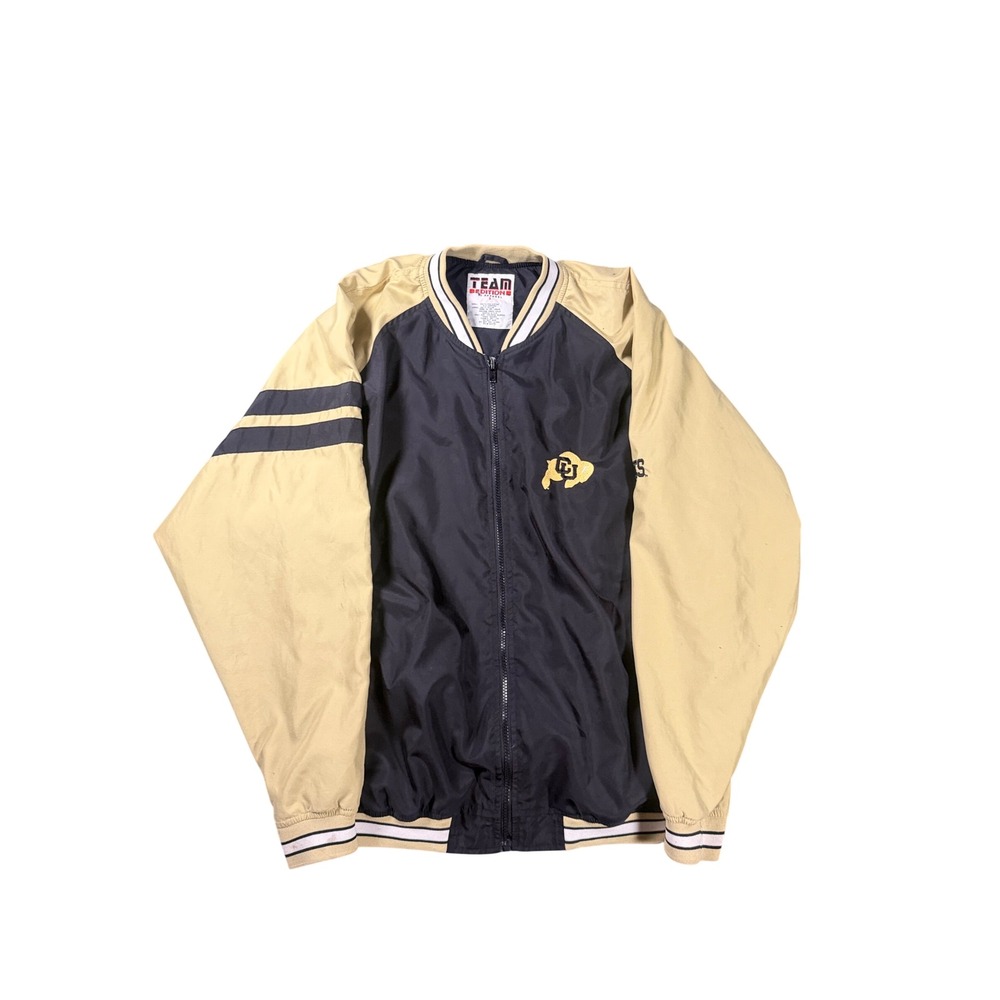Team Edition Colorado Buffaloes Vintage Windbreaker Jacket Navy Tan Mens Small
